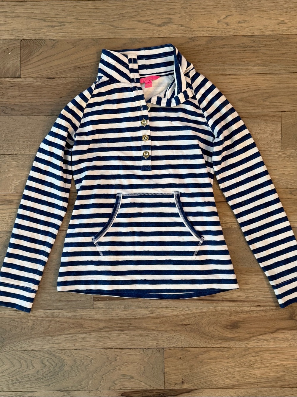 Striped Navy and White Pullover Hoodie - Lily Pulitzer